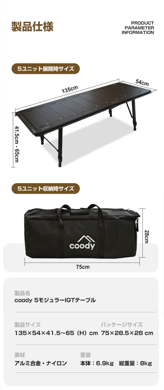 coody 5ユニットIGTテーブル